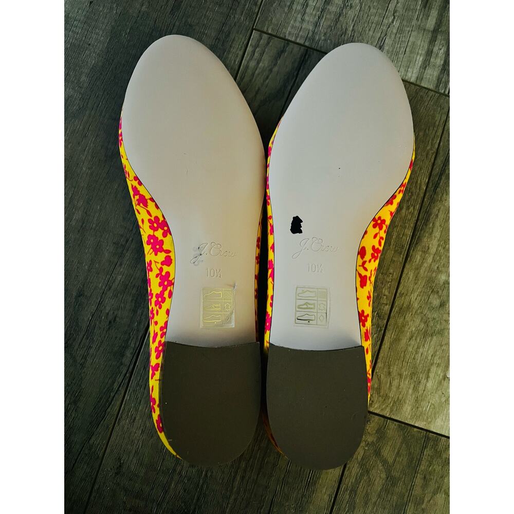 NWOB J.Crew Kiki Ballet Flat Women’s 10.5 Yellow Saffron Neon Floral Boquet - Picture 7 of 7